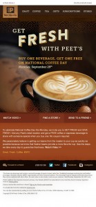For National Coffee Day, Peet’s is doing a buy one get one free deal