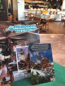 Abalonetti offers gift cards, good for holiday gifts or anytime