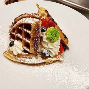 Candy bar waffles at Roots & Rye weekend brunch