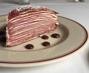 Valentine’s Day dessert: Red Velvet Crepe “Cake” from SF’s Presidio Social Club 