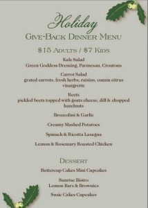 At the 2nd annual Give Back Dinner at the Food Lounge, 100% of the proceeds will benefit Wings Homeless Advocacy
